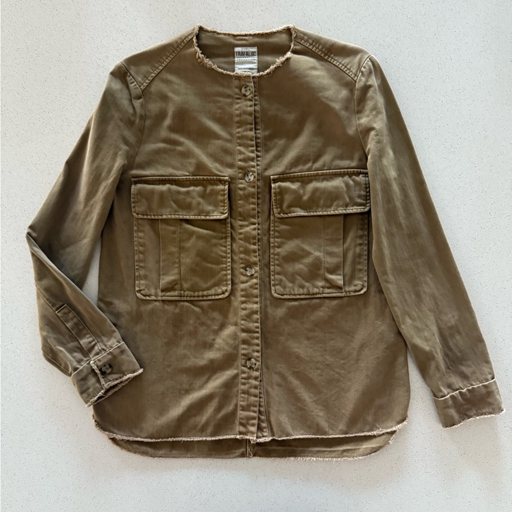 Zara Olive Button-Up Jacket